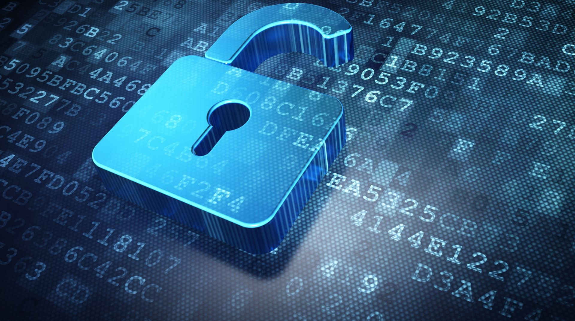 Ein digitales Vorhängeschloss, das Sicherheit symbolisiert, vor dem Hintergrund von Binärcode, das das Thema Cybersicherheit betont.